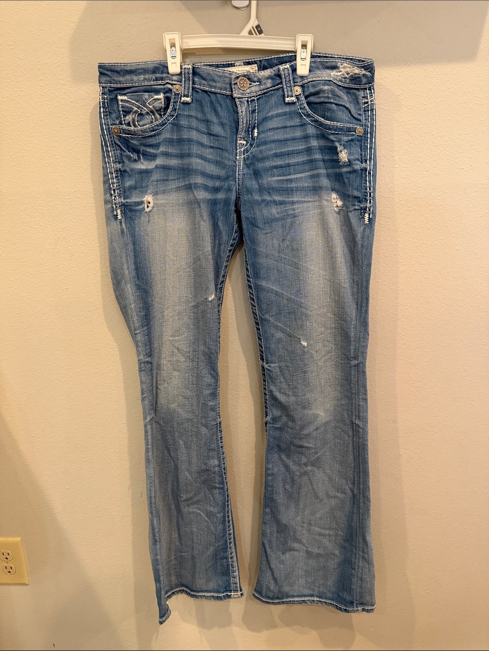 Big Star Light Blue Flared Jeans with Subtle Distressing